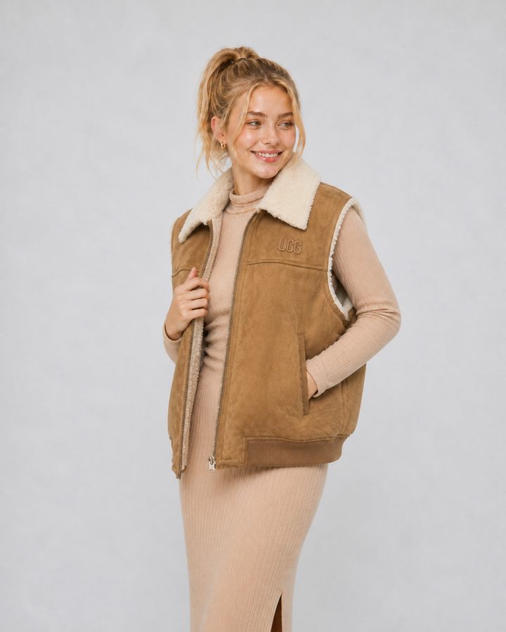 UGG Women's Lorne Reversible Zip Vest - Chestnut/Natural